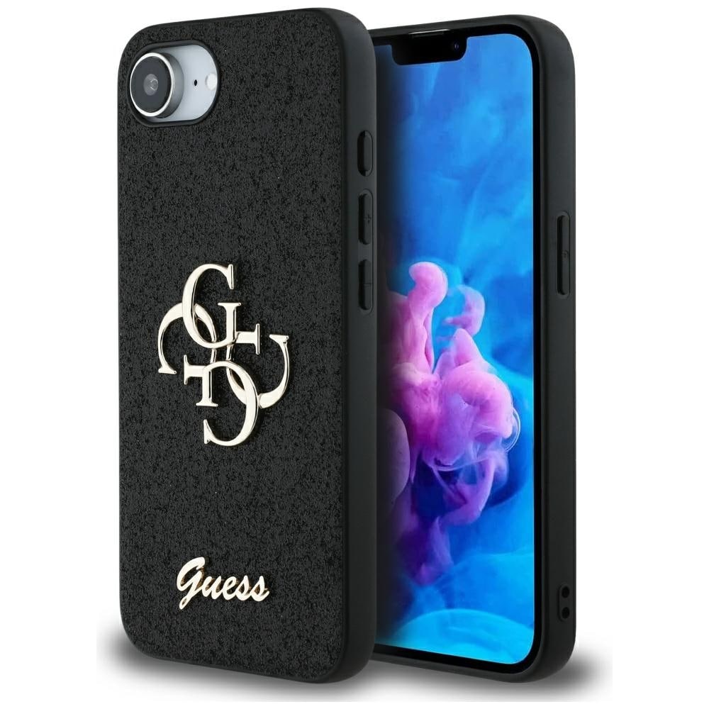 Guess Fast Glitter Big 4G-fodral för iPhone 16e - svart