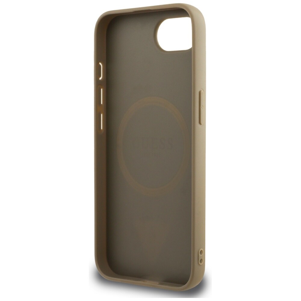Guess MagSafe-etui med kornede trekanter til iPhone 16e - brun