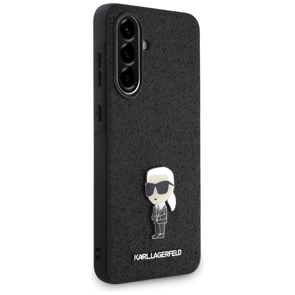 Karl Lagerfeld Fixed Glitter Ikonik Logo Metal Pin Case til Samsung Galaxy A56 - Sort
