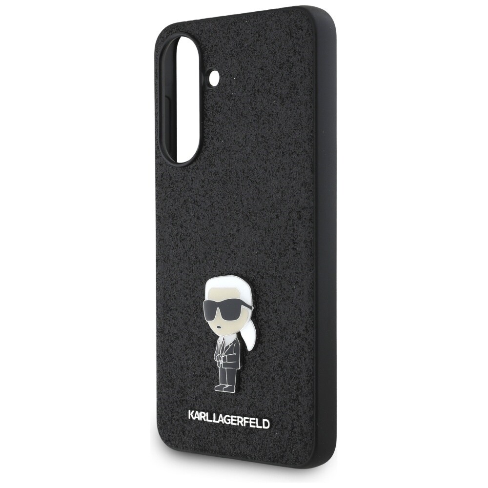 Karl Lagerfeld Fixed Glitter Ikonik Logo Metal Pin Case til Samsung Galaxy A56 - Sort