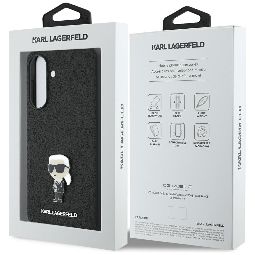Karl Lagerfeld Fixed Glitter Ikonik Logo Metal Pin Case til Samsung Galaxy A56 - Sort