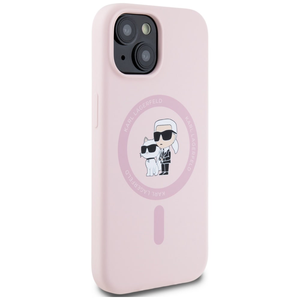 Karl Lagerfeld Silikon Karl&Choupette MagSafe iPhone 15 Plus Fodral - Rosa