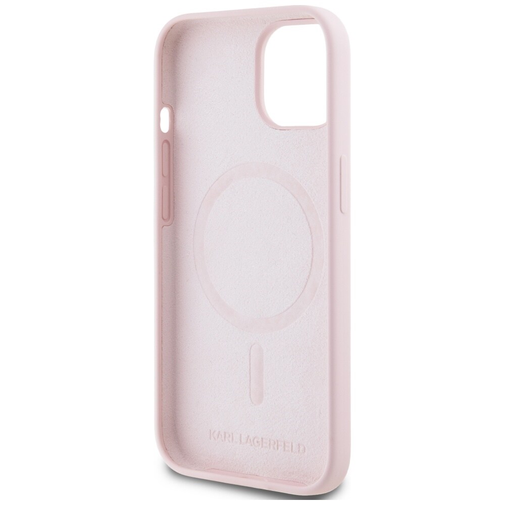 Karl Lagerfeld Silikon Karl&Choupette MagSafe iPhone 15 Plus Fodral - Rosa