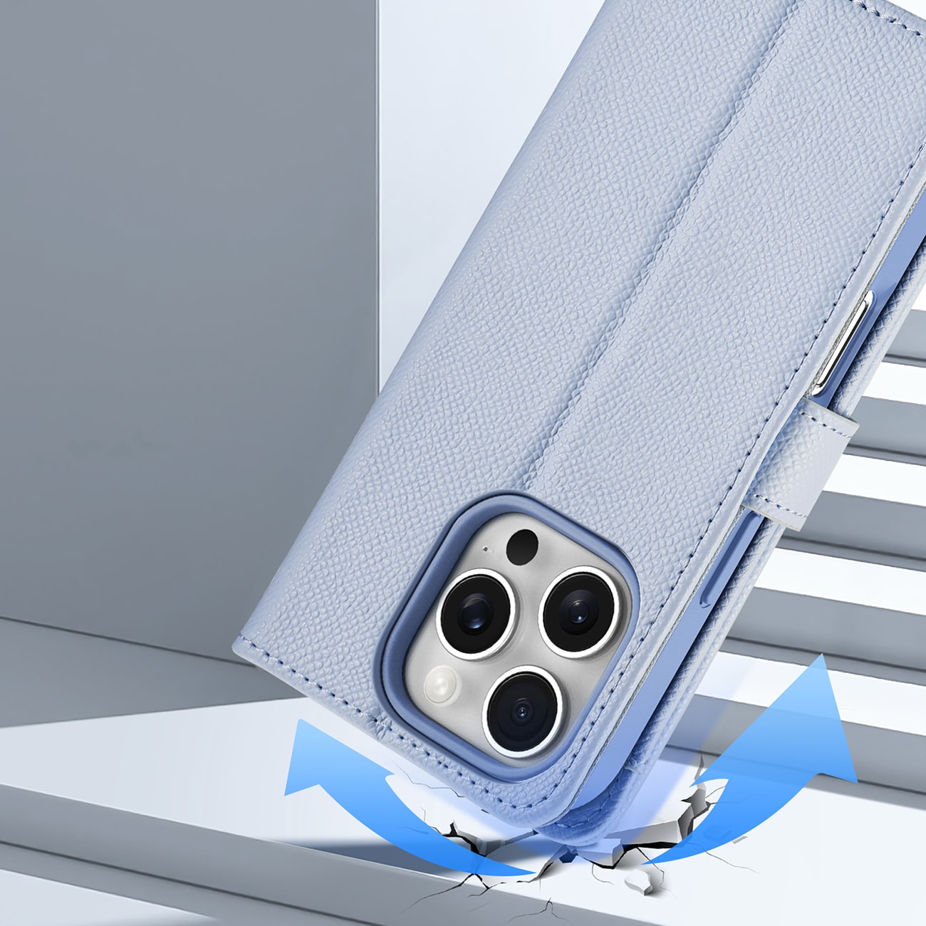 Dux Ducis Lawa læderetui til iPhone 16 Pro Max med aftagelig magnetisk tegnebog - Blå