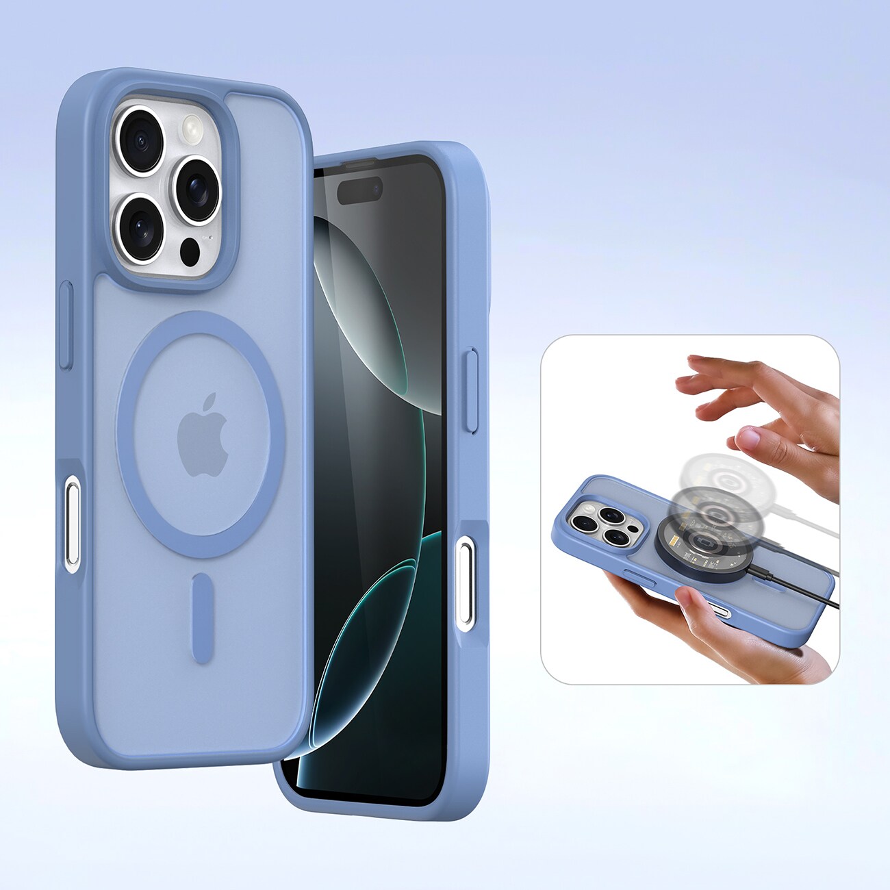Dux Ducis Lawa læderetui til iPhone 16 Pro Max med aftagelig magnetisk tegnebog - Blå
