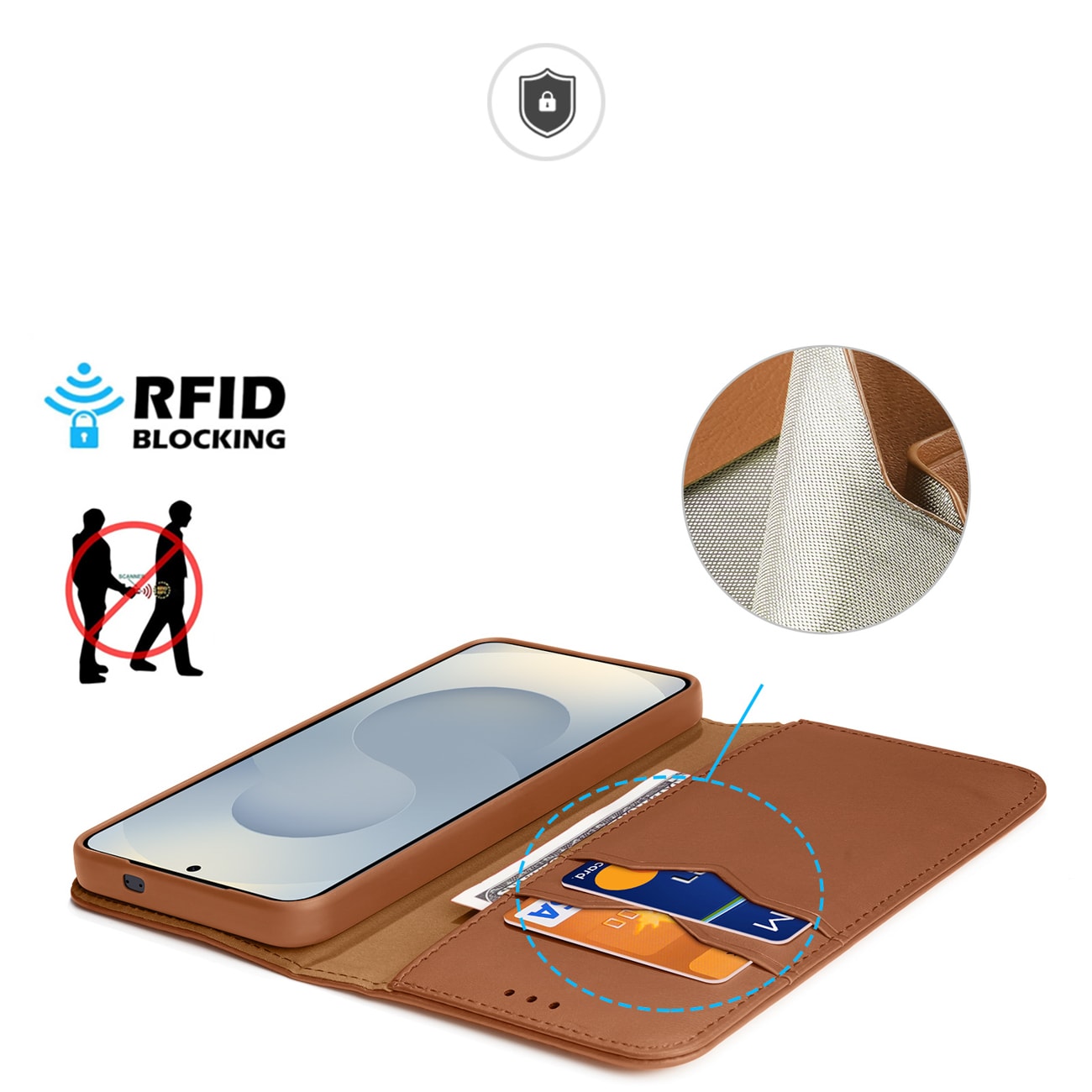 Dux Ducis Hivo Samsung Galaxy S25 Edge-etui med flip og RFID-beskyttelse - Brun
