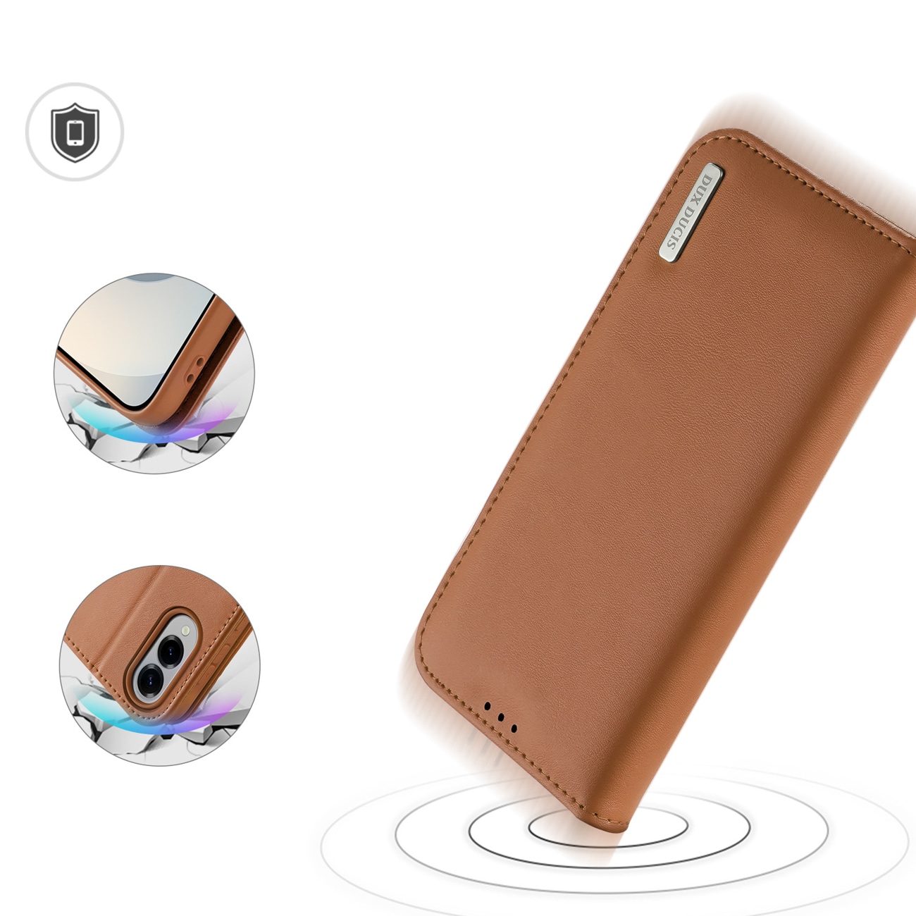 Dux Ducis Hivo Samsung Galaxy S25 Edge-etui med flip og RFID-beskyttelse - Brun