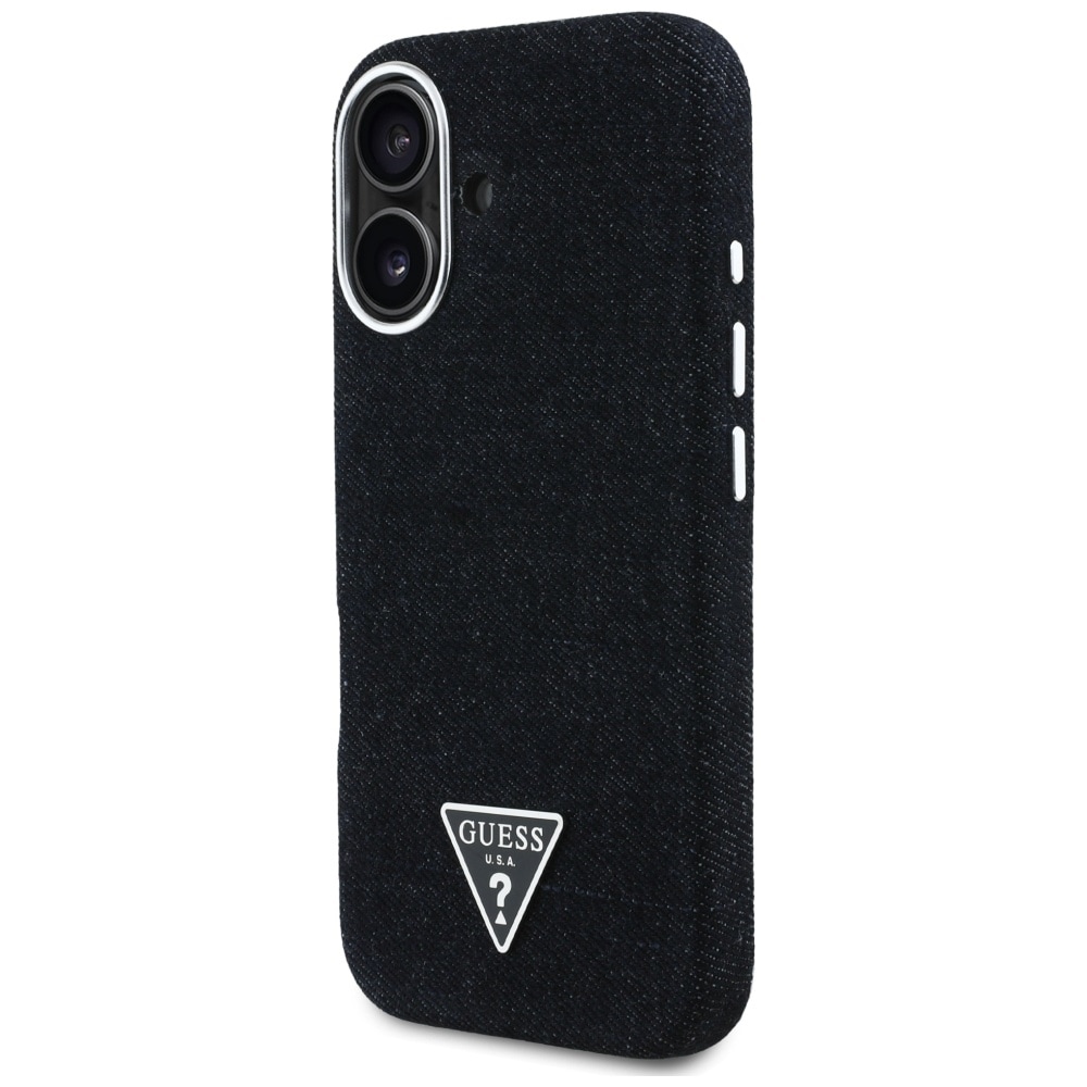 Guess Denim Triangle Logo MagSafe-fodral för iPhone 16 - svart