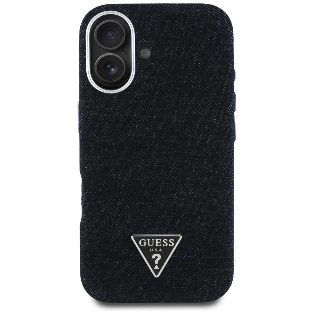 Guess Denim Triangle Logo MagSafe-fodral för iPhone 16 - svart