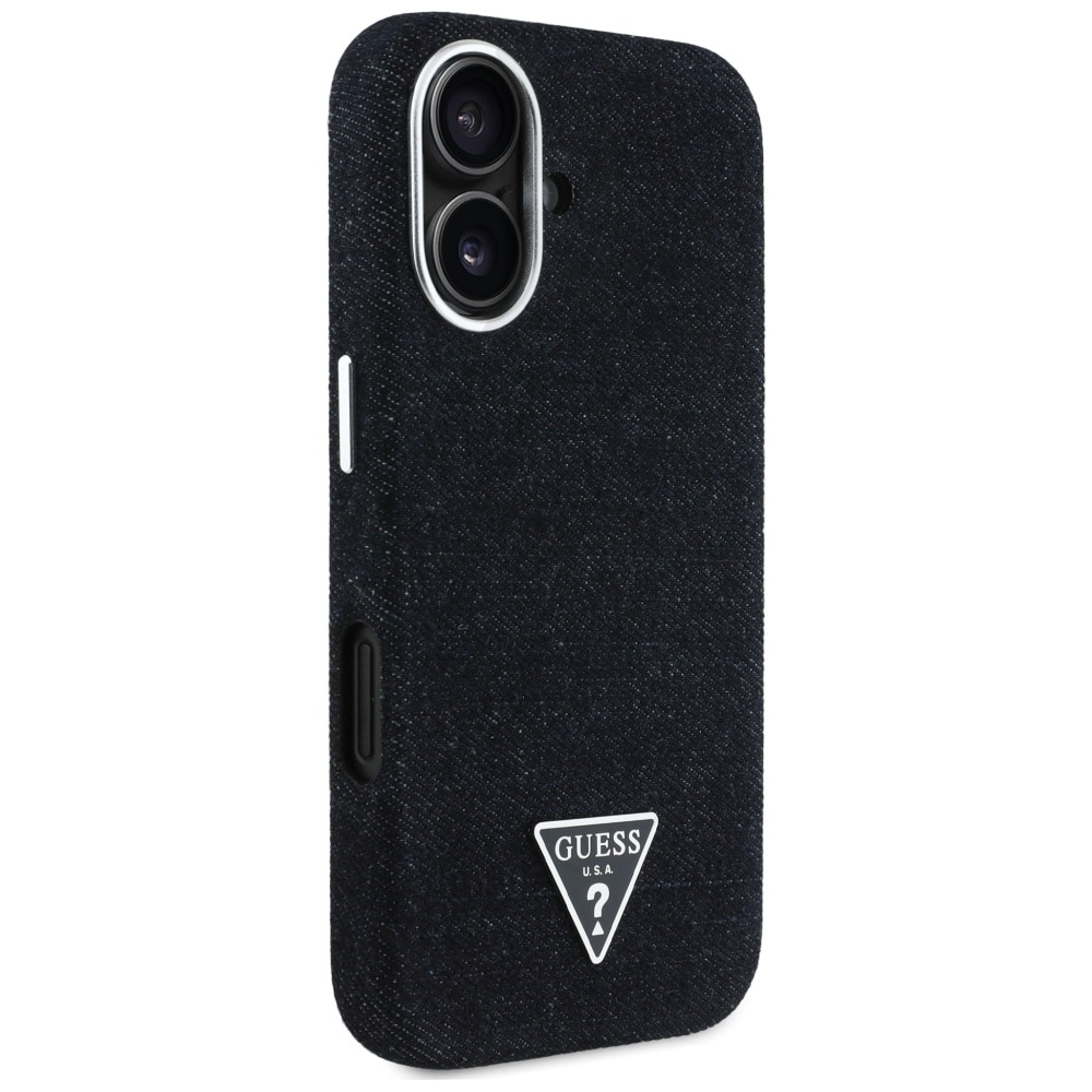 Guess Denim Triangle Logo MagSafe-fodral för iPhone 16 - svart