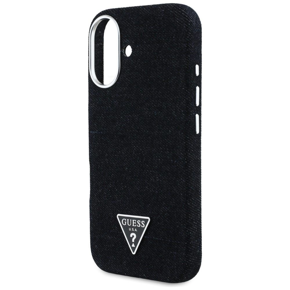 Guess Denim Triangle Logo MagSafe-fodral för iPhone 16 - svart