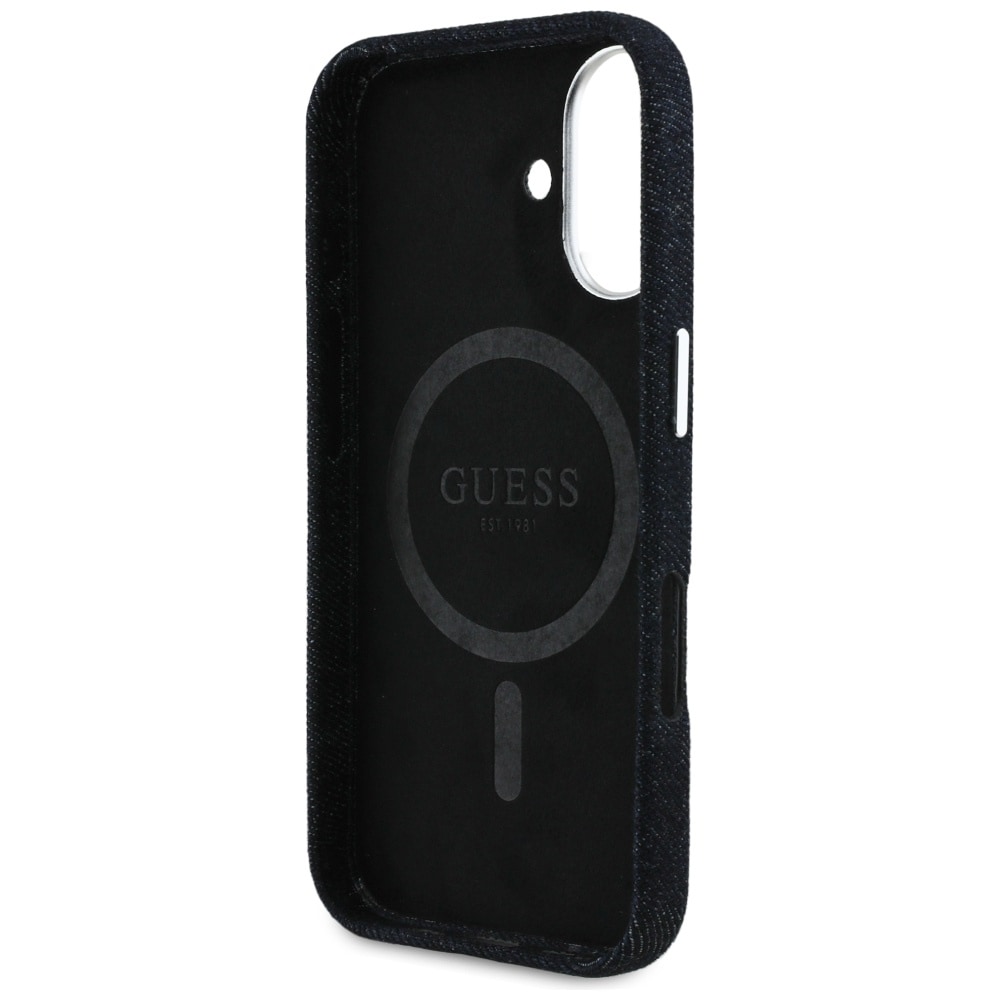 Guess Denim Triangle Logo MagSafe-fodral för iPhone 16 - svart