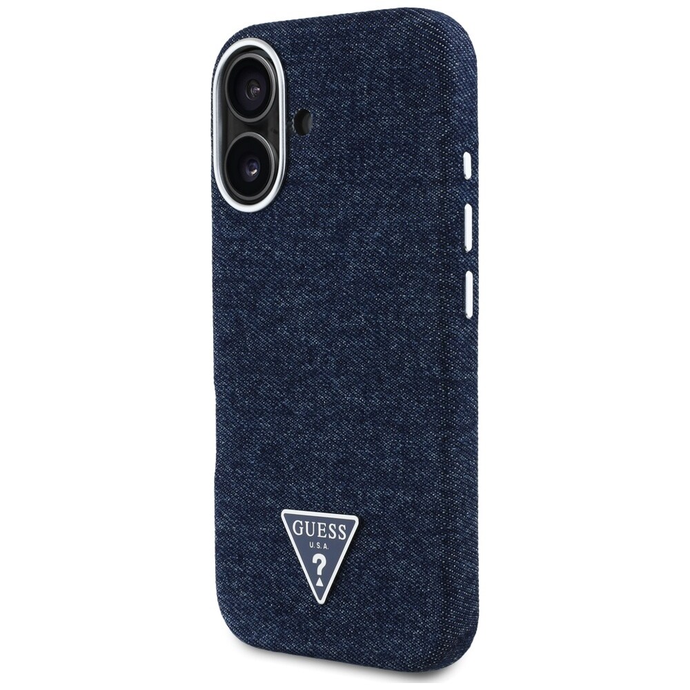 Guess Denim Triangle Logo MagSafe iPhone 16 Fodral - Blå