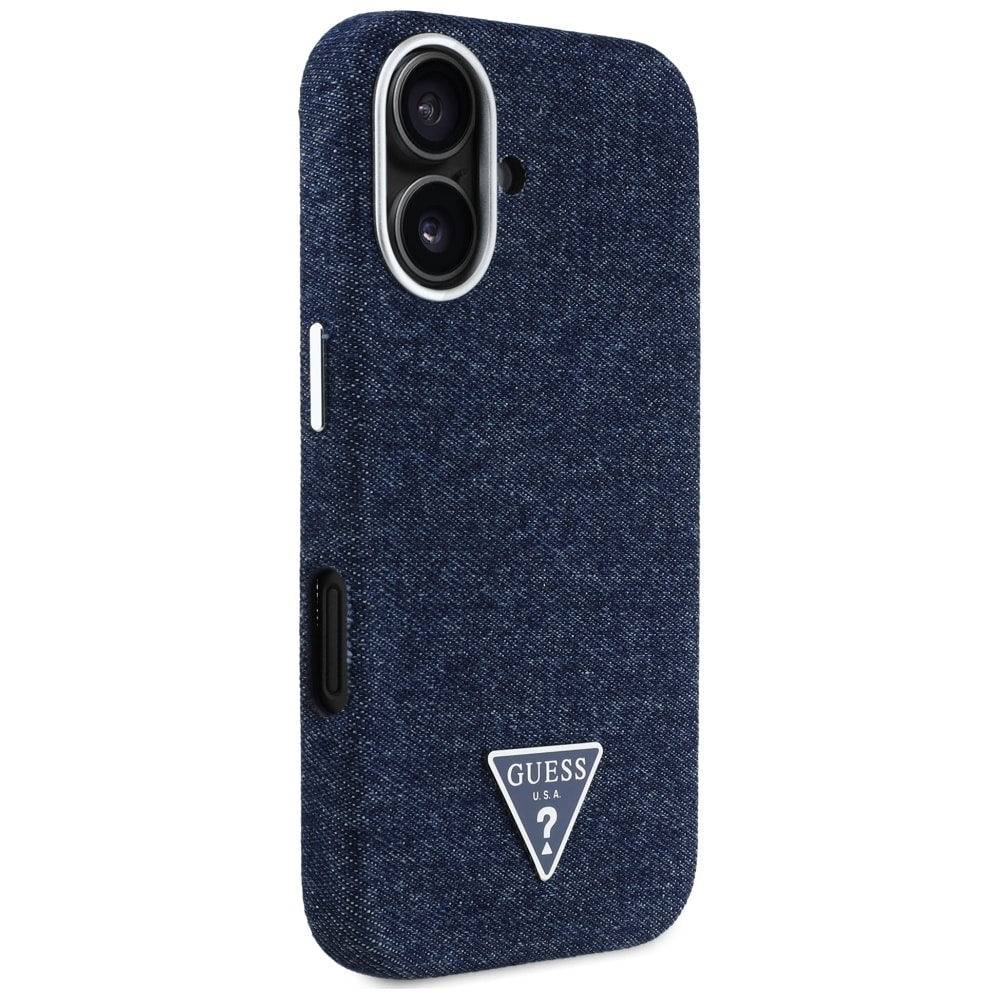 Guess Denim Triangle Logo MagSafe iPhone 16 Fodral - Blå