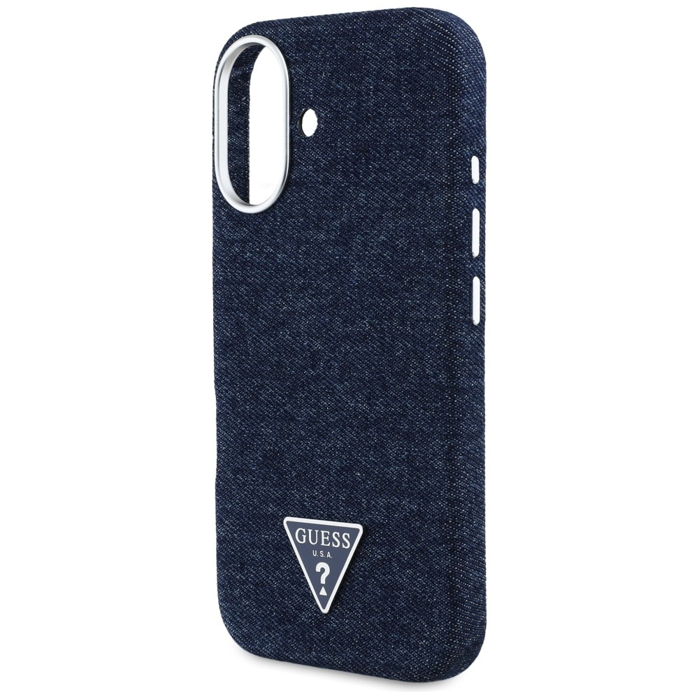 Guess Denim Triangle Logo MagSafe iPhone 16 Fodral - Blå