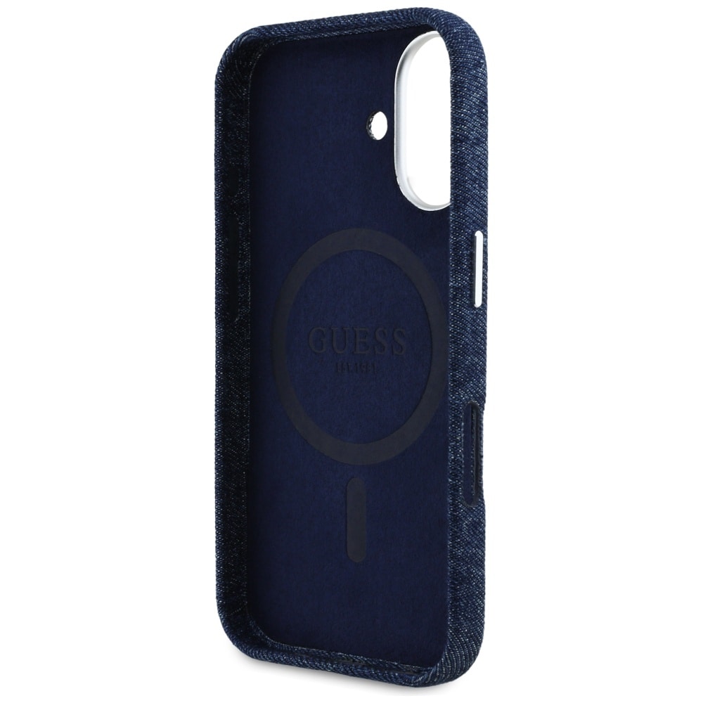 Guess Denim Triangle Logo MagSafe iPhone 16 Fodral - Blå