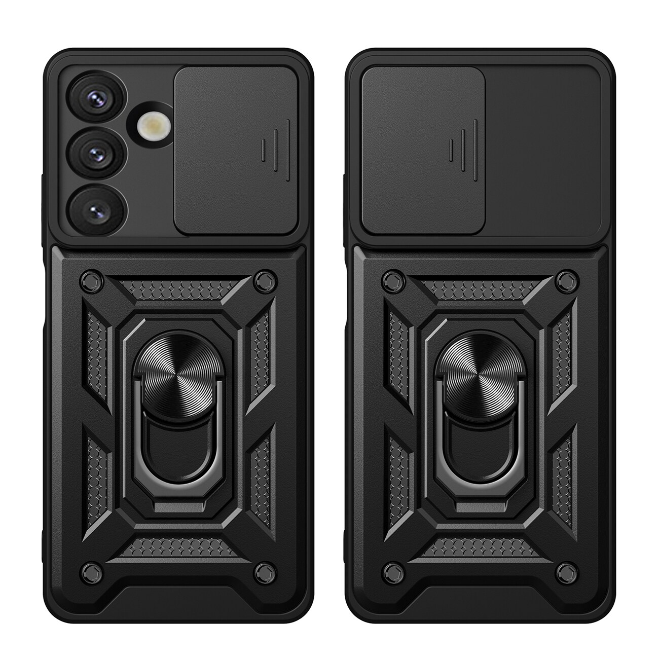 Hybrid Armor Camshield-etui med stativ og kameradæksel til OnePlus Ace Pro 5G / 10T 5G - Sort