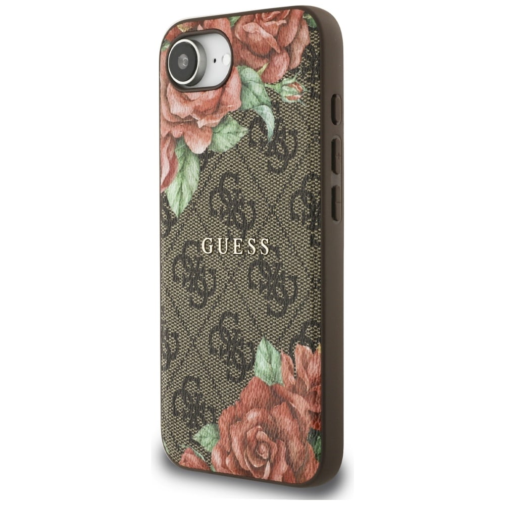 Guess 4G Flowers Print MagSafe-etui til iPhone 16e - brun