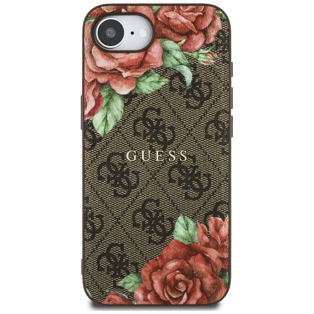 Guess 4G Flowers Print MagSafe-etui til iPhone 16e - brun