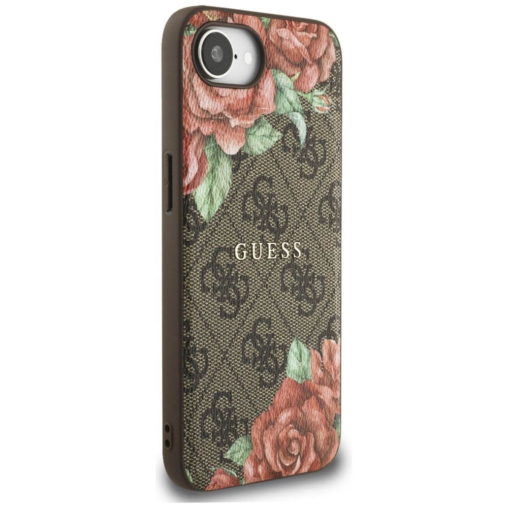 Guess 4G Flowers Print MagSafe-etui til iPhone 16e - brun