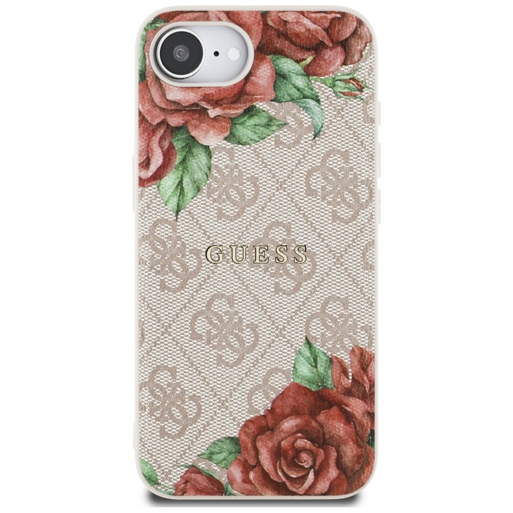 Guess 4G Blommor Tryck MagSafe iPhone 16e Fodral - Rosa