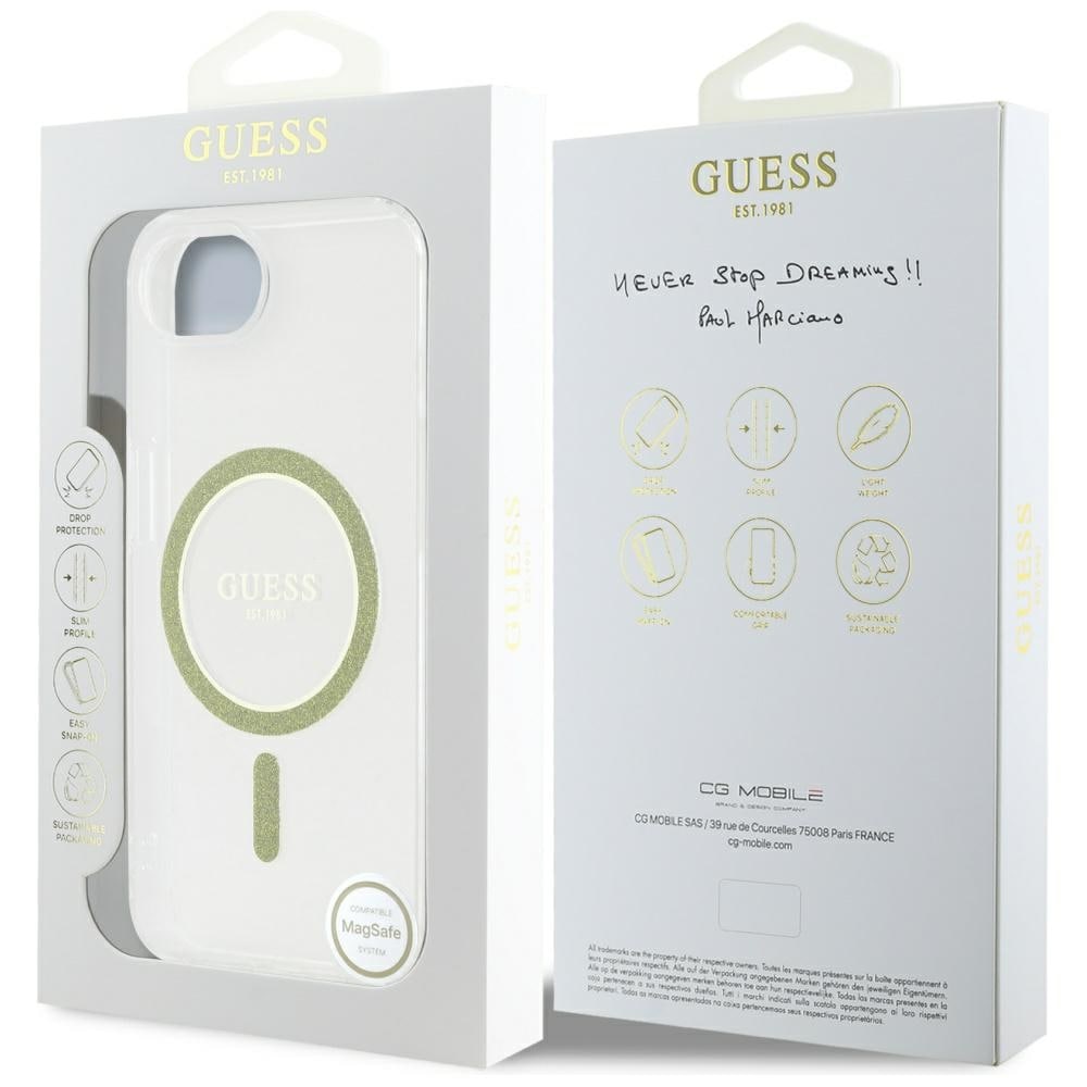 Guess IML Glitter Circle MagSafe iPhone 16e Fodral - Klar