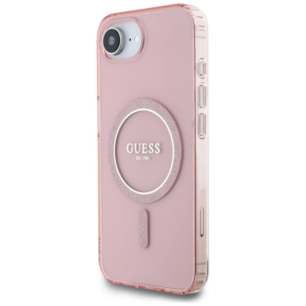 Guess IML Glitter Circle MagSafe-etui til iPhone 16e - pink