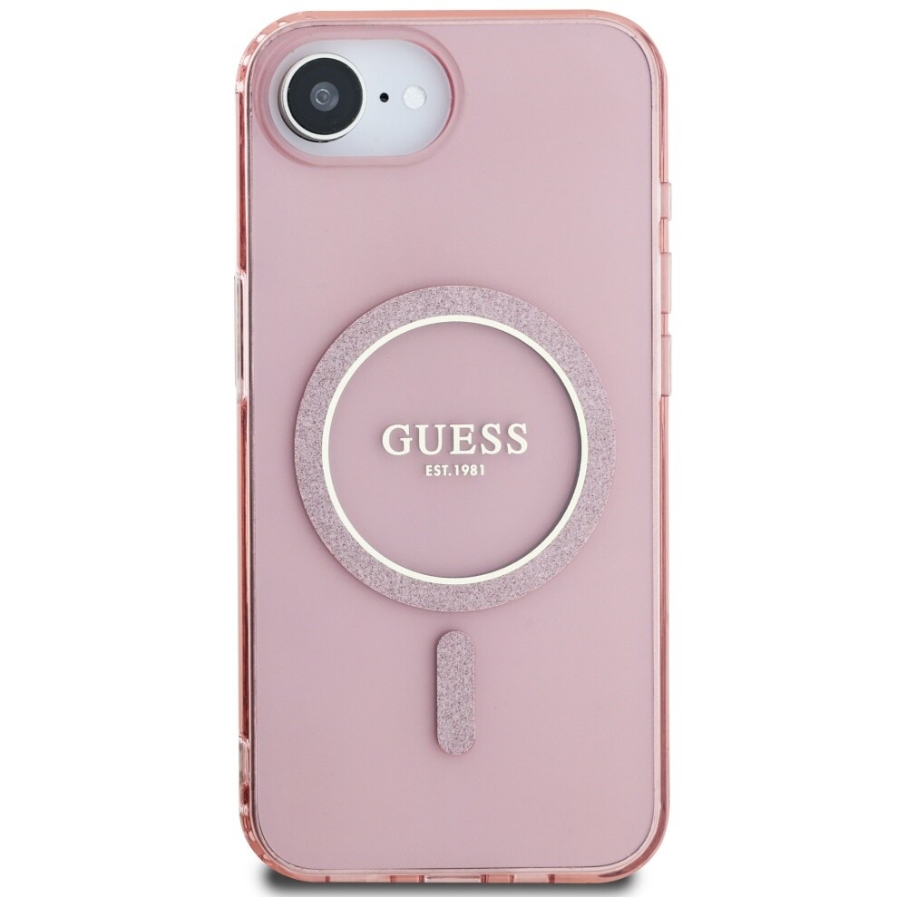 Guess IML Glitter Circle MagSafe-etui til iPhone 16e - pink