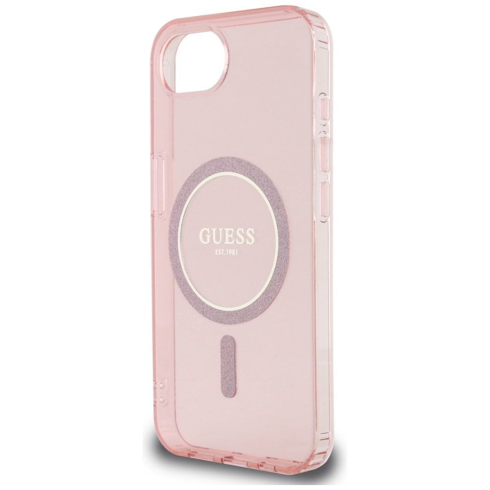 Guess IML Glitter Circle MagSafe-etui til iPhone 16e - pink