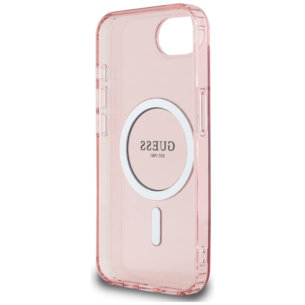 Guess IML Glitter Circle MagSafe-etui til iPhone 16e - pink