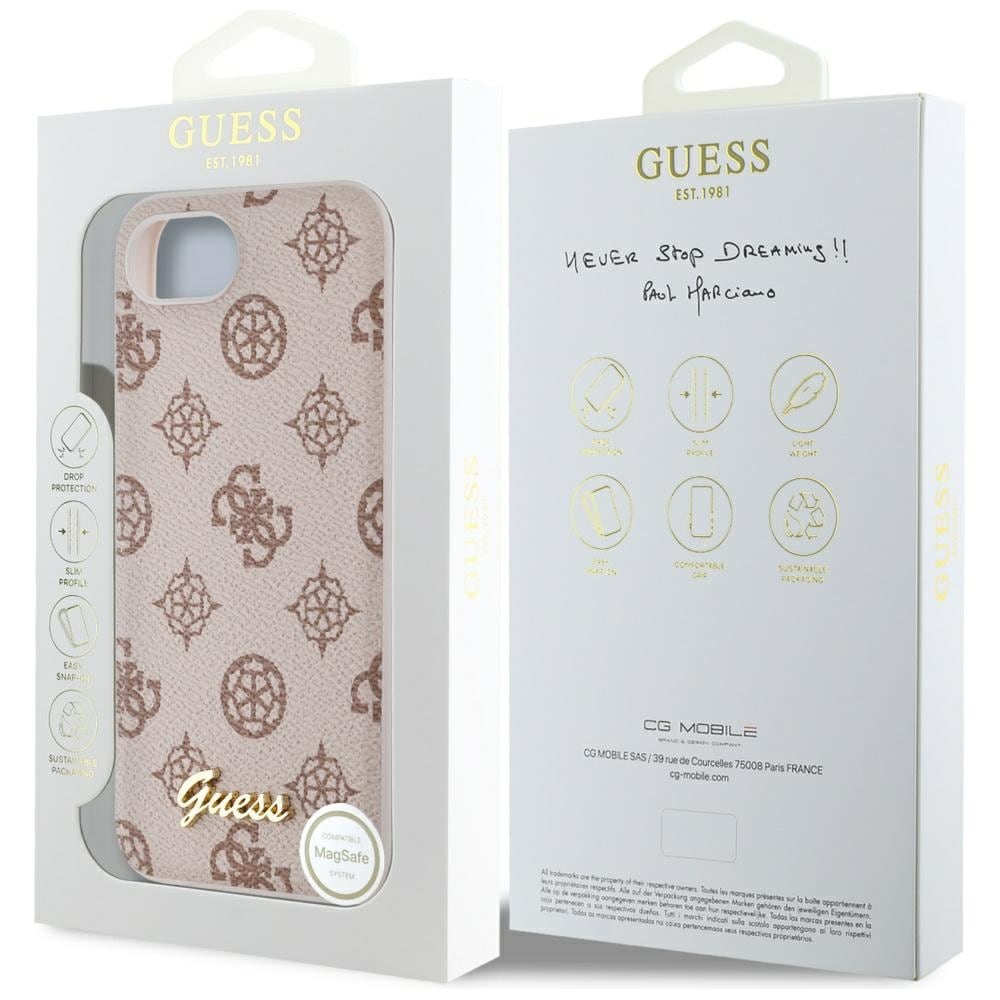 Guess Peony Script Logo MagSafe iPhone 16e Fodral - Brun