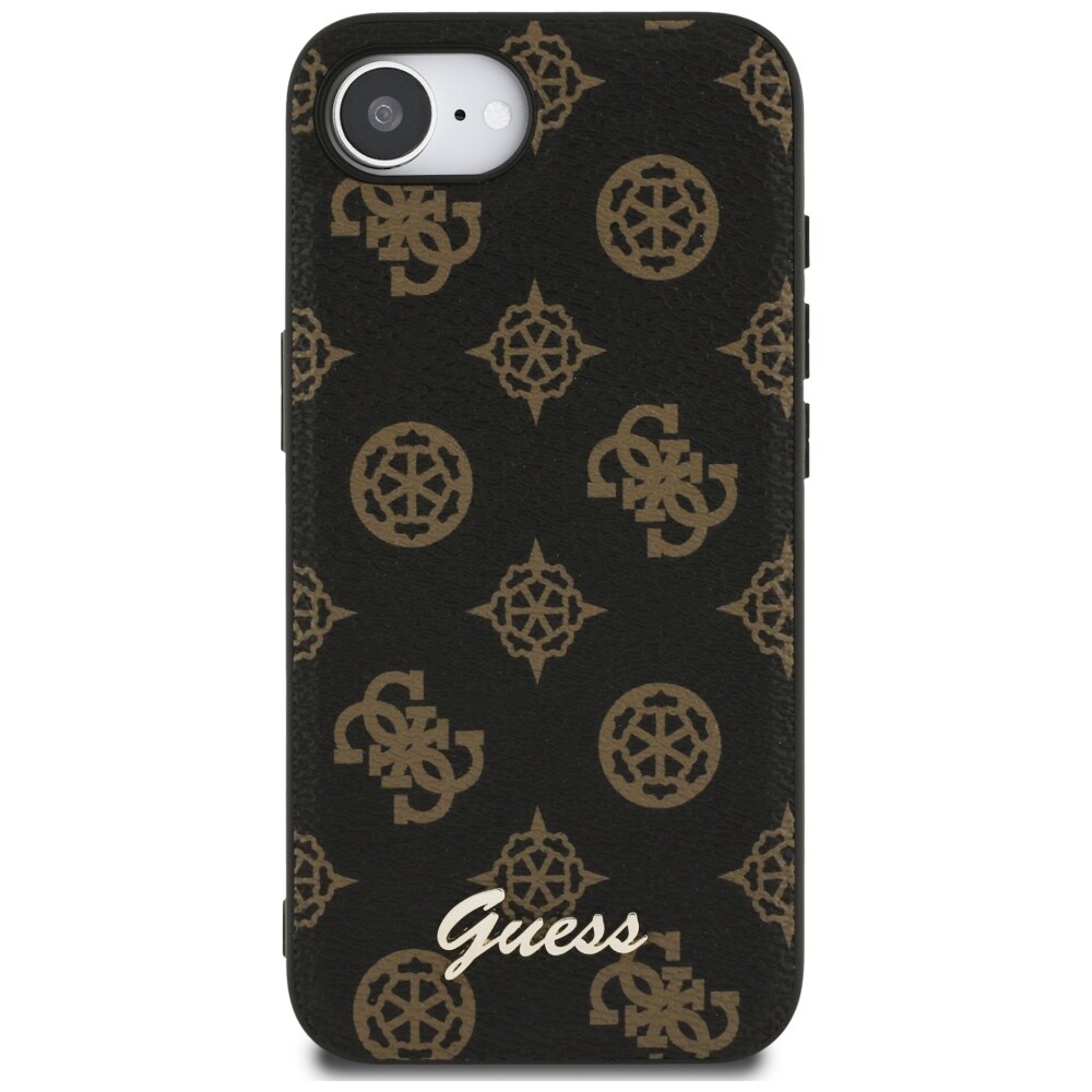Guess Peony Script Logo MagSafe iPhone 16e Fodral Svart