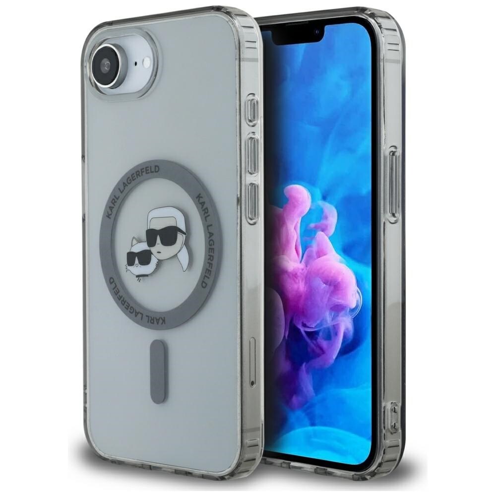 Karl Lagerfeld IML Metall Karl & Choupette Heads MagSafe iPhone 16e Fodral - Svart
