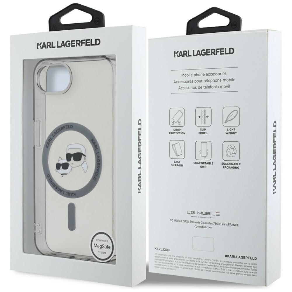 Karl Lagerfeld IML Metal Karl & Choupette Heads MagSafe iPhone 16e Etui - Sort