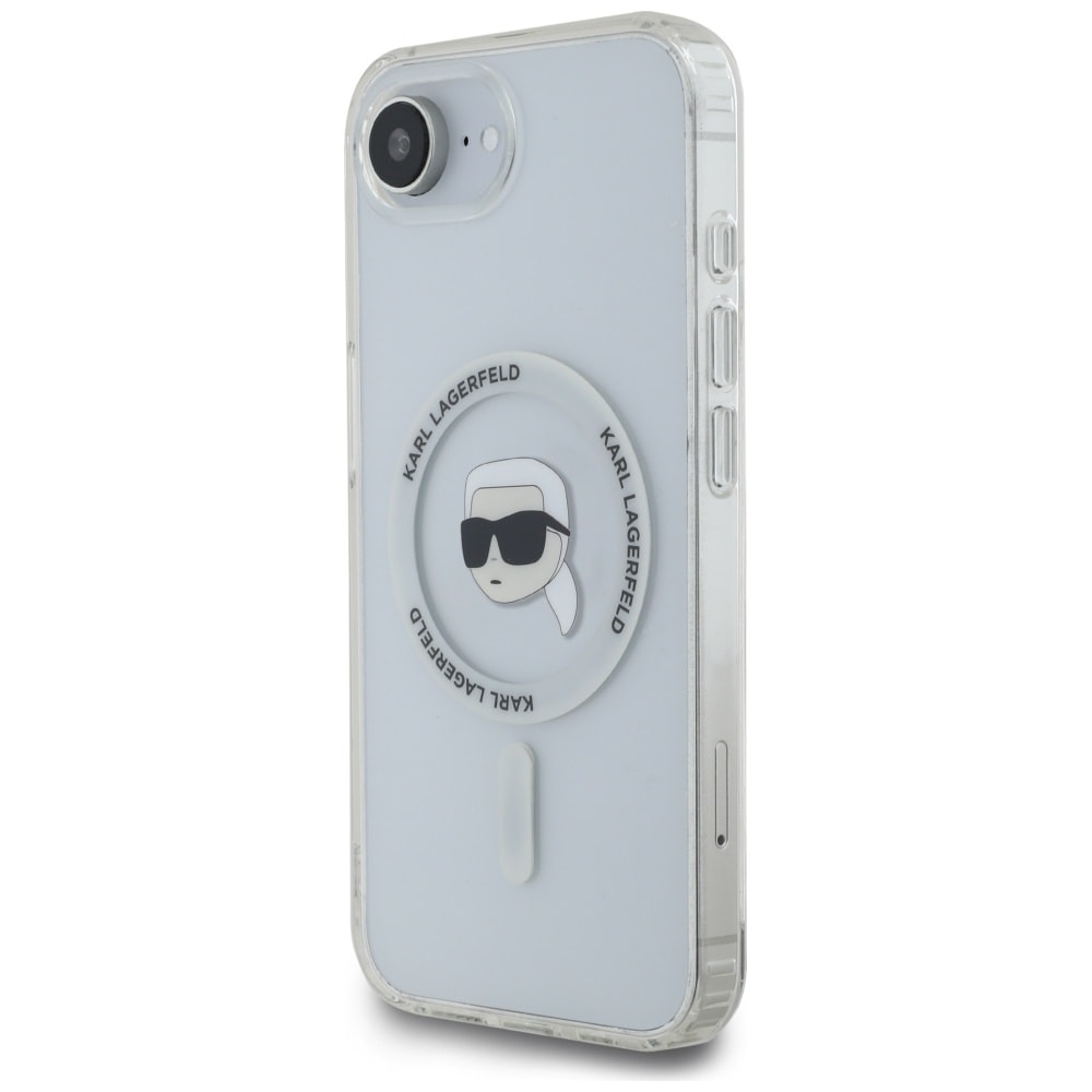 Karl Lagerfeld IML Metal Karl Head MagSafe-etui til iPhone 16e Hvid