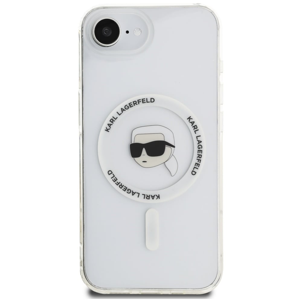 Karl Lagerfeld IML Metal Karl Head MagSafe-etui til iPhone 16e Hvid