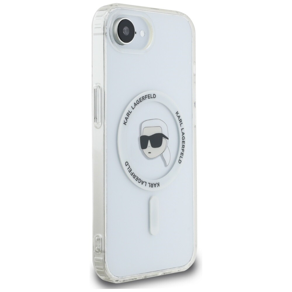Karl Lagerfeld IML Metal Karl Head MagSafe-etui til iPhone 16e Hvid