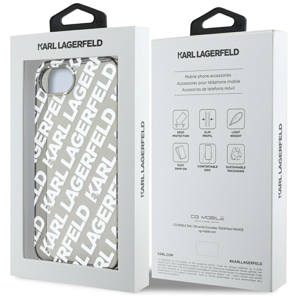 Karl Lagerfeld IML Repeat Logo etui til iPhone 16e - sølv