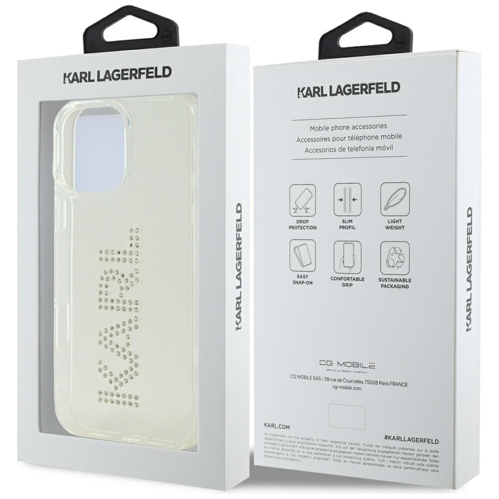 Karl Lagerfeld IML Strassstenar Logo iPhone 16 Pro Fodral - Klar
