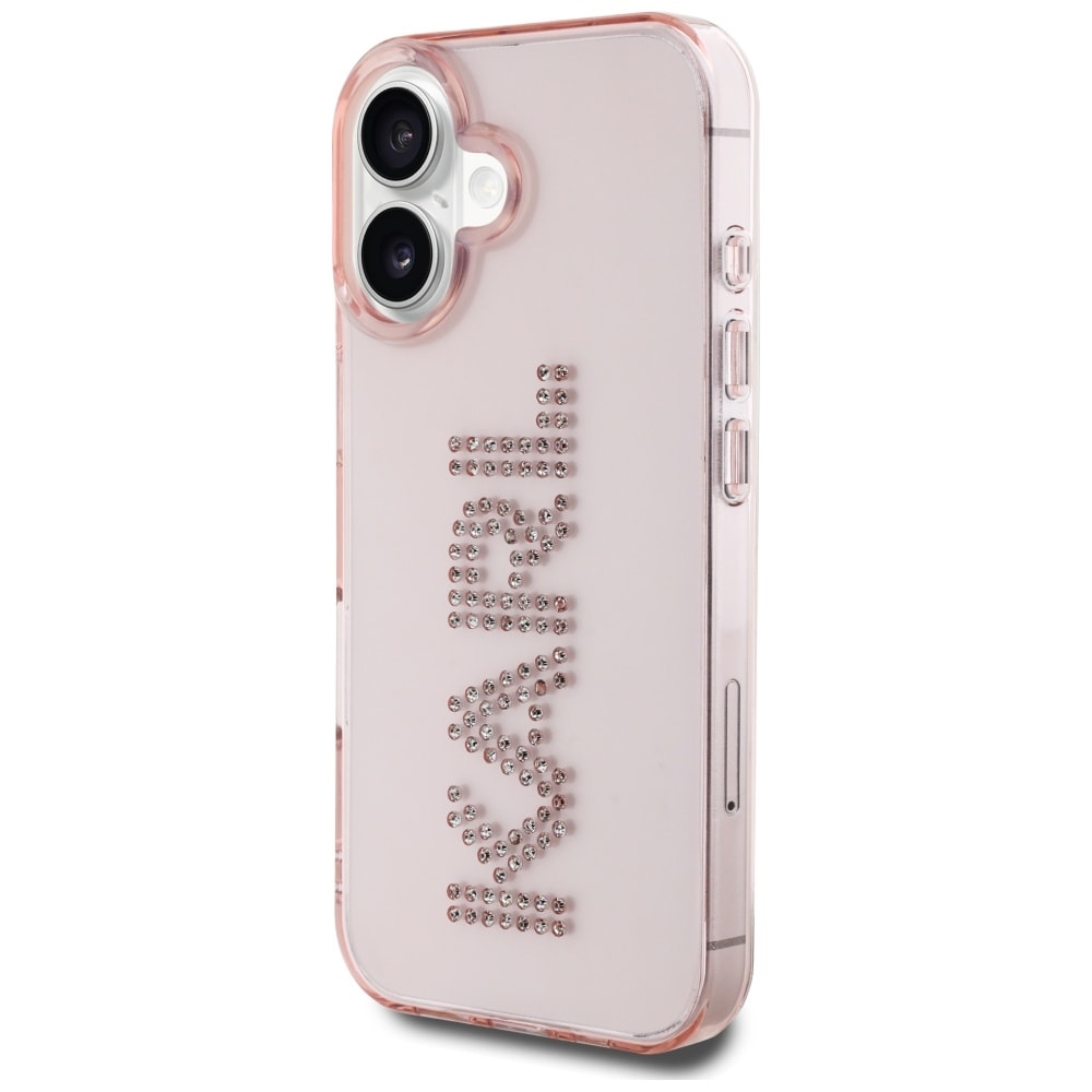 Karl Lagerfeld IML Rhinestones Logo iPhone 16 Etui - Pink