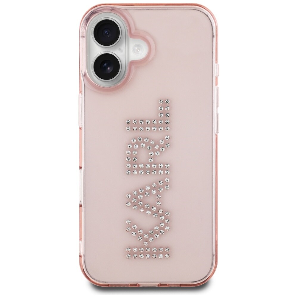 Karl Lagerfeld IML Rhinestones Logo iPhone 16 Etui - Pink