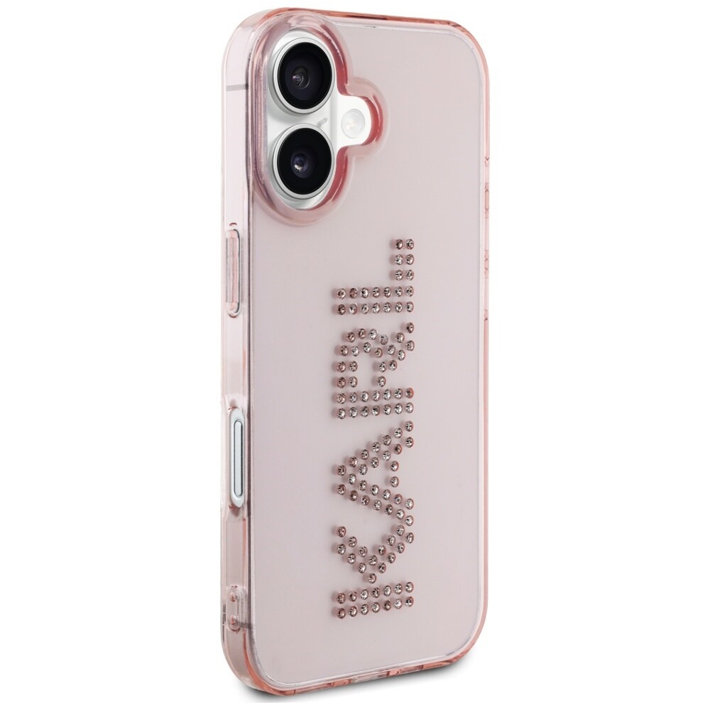 Karl Lagerfeld IML Rhinestones Logo iPhone 16 Etui - Pink
