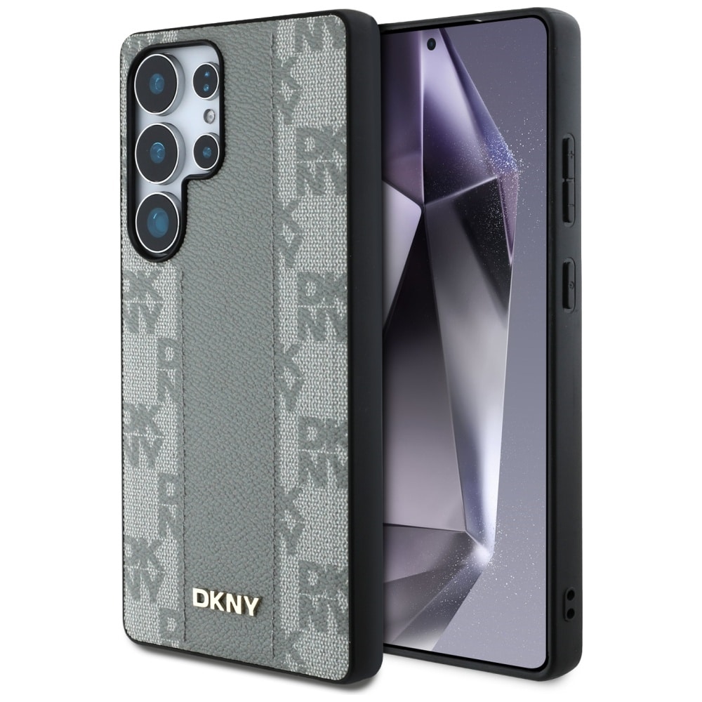 DKNY läderfodral med rutmönster MagSafe-fodral för Samsung Galaxy S25 Ultra - Grå