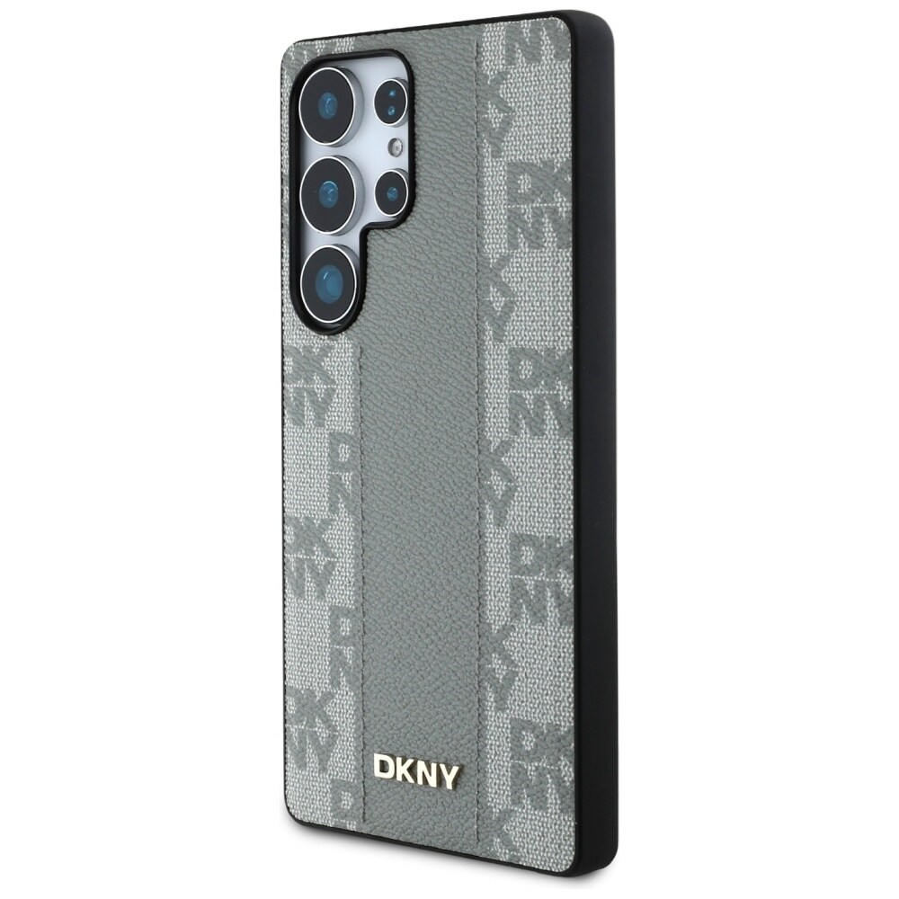 DKNY läderfodral med rutmönster MagSafe-fodral för Samsung Galaxy S25 Ultra - Grå