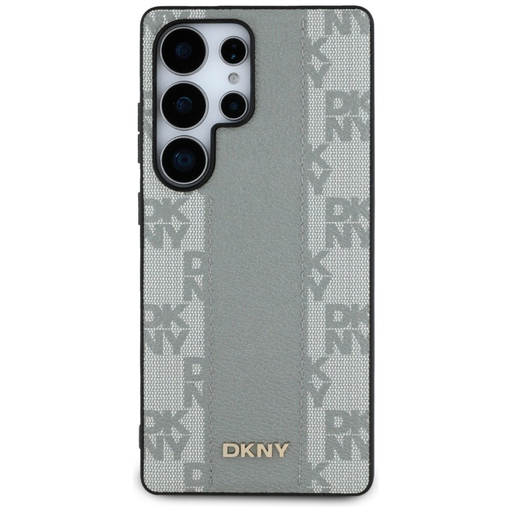DKNY läderfodral med rutmönster MagSafe-fodral för Samsung Galaxy S25 Ultra - Grå