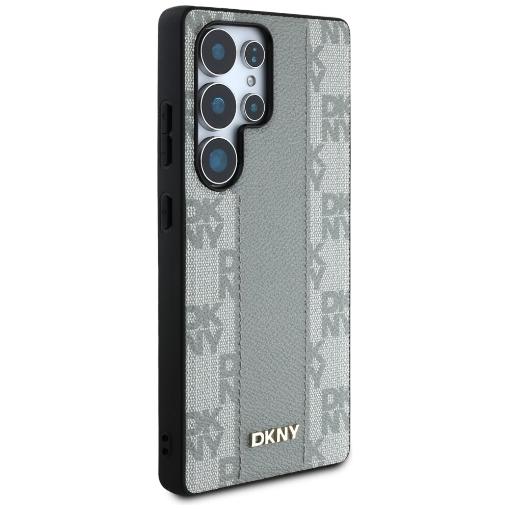 DKNY läderfodral med rutmönster MagSafe-fodral för Samsung Galaxy S25 Ultra - Grå