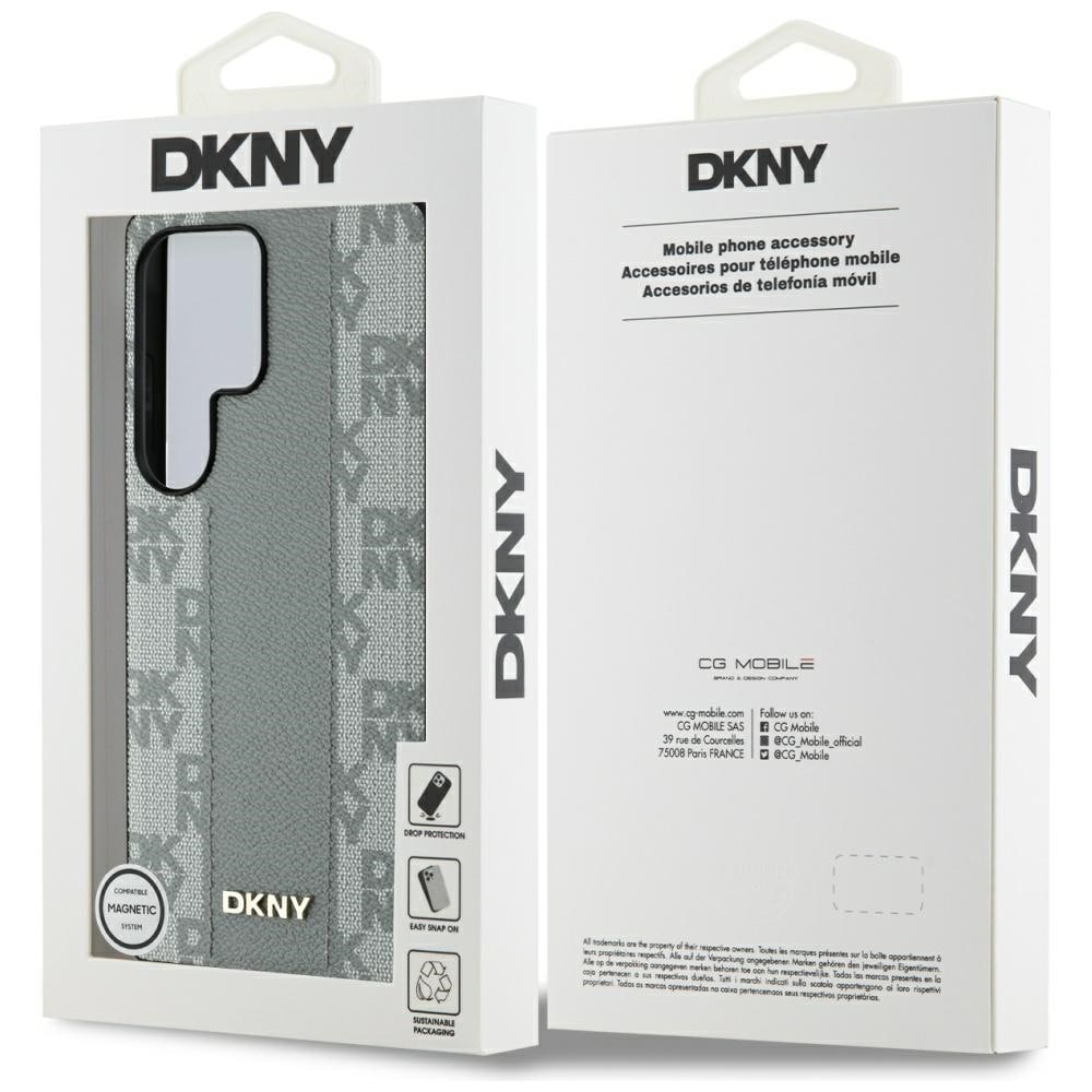 DKNY läderfodral med rutmönster MagSafe-fodral för Samsung Galaxy S25 Ultra - Grå