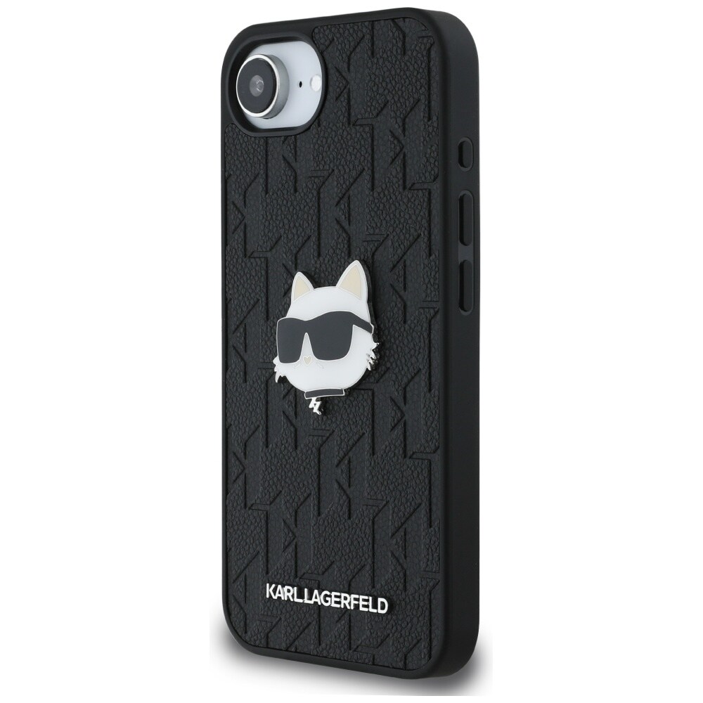 Karl Lagerfeld Monogram Choupette Head Pin iPhone 16e Case - Sort