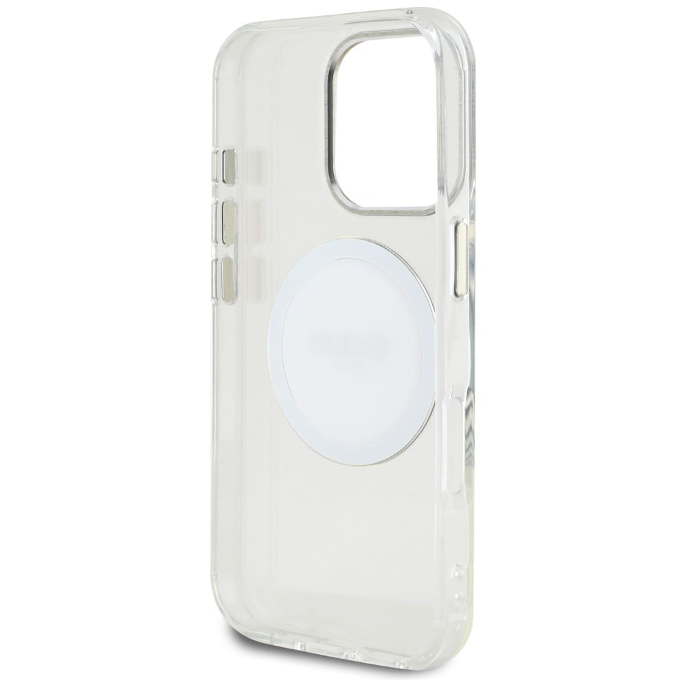 Guess IML Metal Colored Circle Classic Logo MagSafe-etui til iPhone 16 Pro - hvid
