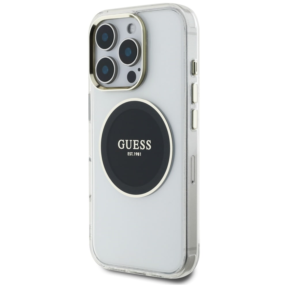 Guess IML Metal Colored Circle Classic Logo MagSafe-etui til iPhone 16 Pro - sort